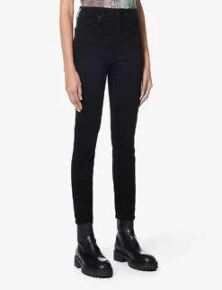 7 For All Mankind Aubrey Slim-fit High-rise Stretch-denim Jeans -Sweaty Bety Clothing Shop R04009793 BLACK ALT02