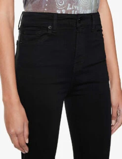 7 For All Mankind Aubrey Slim-fit High-rise Stretch-denim Jeans -Sweaty Bety Clothing Shop R04009793 BLACK ALT04
