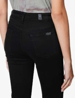 7 For All Mankind Aubrey Slim-fit High-rise Stretch-denim Jeans -Sweaty Bety Clothing Shop R04009793 BLACK ALT05