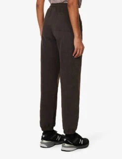 Branded Tapered High-rise Cotton-jersey Jogging Bottoms -Sweaty Bety Clothing Shop R04010188 COFFEEBEAN ALT03