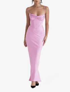 Charmaine Corset Satin Maxi Dress -Sweaty Bety Clothing Shop R04011195 PINK ALT02