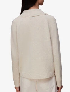 Whistles Oversized-collar Ribbed-trim Wool Cardigan 9 Whistles Oversized-collar Ribbed-trim Wool Cardigan -Sweaty Bety Clothing Shop R04011282 CREAM ALT03