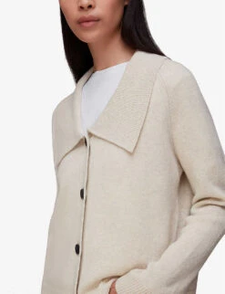 Whistles Oversized-collar Ribbed-trim Wool Cardigan 10 Whistles Oversized-collar Ribbed-trim Wool Cardigan -Sweaty Bety Clothing Shop R04011282 CREAM ALT04