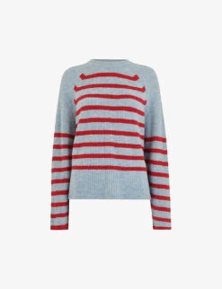 Whistles Eden Stripe-print Stretch-knit Jumper