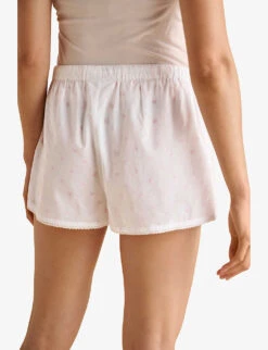 Sprig Floral-print Cotton Shorts -Sweaty Bety Clothing Shop R04057580 WHITEPINK ALT03