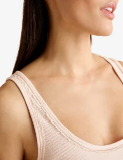 Lace-trim Stretch-woven Vest Top -Sweaty Bety Clothing Shop R04058515 CLOUDPINK ALT02