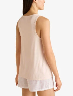 Lace-trim Stretch-woven Vest Top -Sweaty Bety Clothing Shop R04058515 CLOUDPINK ALT03