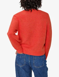 Griffin V-neck Recycled Polyester-blend Knitted Cardigan -Sweaty Bety Clothing Shop R04061052 TOMATO ALT03