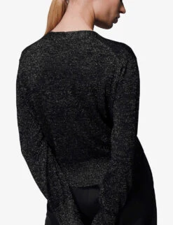 Whistles Sparkle Wool-blend Tie Cardigan -Sweaty Bety Clothing Shop R04067955 BLACK ALT03