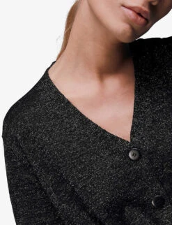 Whistles Sparkle Wool-blend Tie Cardigan -Sweaty Bety Clothing Shop R04067955 BLACK ALT04