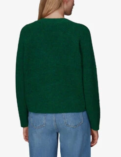 Whistles Skye Ribbed-detail Wool-blend Cardigan -Sweaty Bety Clothing Shop R04067957 GREEN ALT03