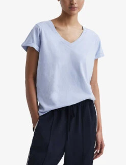 Reiss Luana V-neck Cotton-jersey T-shirt -Sweaty Bety Clothing Shop R04068137 BLUE ALT02