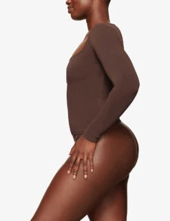 Vintage Scoop-neck Stretch-cotton Top -Sweaty Bety Clothing Shop R04068465 COCOA ALT02