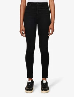 7 For All Mankind Ultra HR Skinny High-rise Stretch-cotton-blend Denim Jeans -Sweaty Bety Clothing Shop R04069282 BLACK ALT02