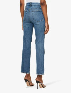 GOOD AMERICAN Good Curve Straight-leg High-rise Stretch-denim Jeans -Sweaty Bety Clothing Shop R04070239 INDIGO338 ALT03