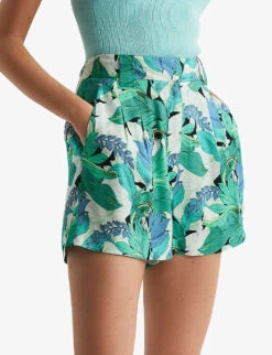 Reiss Dana Floral-print Mid-rise Woven Shorts -Sweaty Bety Clothing Shop R04070711 AQUAMARINE ALT02