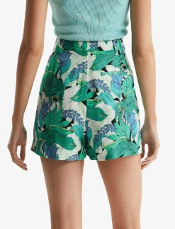 Reiss Dana Floral-print Mid-rise Woven Shorts -Sweaty Bety Clothing Shop R04070711 AQUAMARINE ALT03