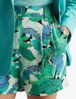 Reiss Dana Floral-print Mid-rise Woven Shorts -Sweaty Bety Clothing Shop R04070711 AQUAMARINE ALT04