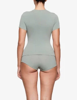 Round-neck Stretch Cotton-jersey T-shirt -Sweaty Bety Clothing Shop R04071879 MINERAL ALT03