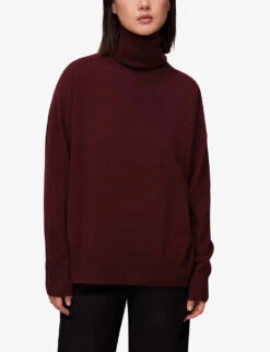 Whistles Roll-neck Cashmere Knitted Jumper -Sweaty Bety Clothing Shop R04071979 PLUMCLARET ALT02