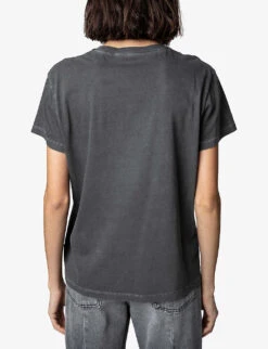 Zadig & Voltaire Zoe Graphic-print Cotton T-shirt -Sweaty Bety Clothing Shop R04074042 CARBONE ALT03