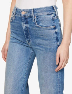 MOTHER The Roller Flared-leg Frayed-hem Organic-cotton Jeans -Sweaty Bety Clothing Shop R04074466 RIDINGTHECLIFFSIDE ALT04