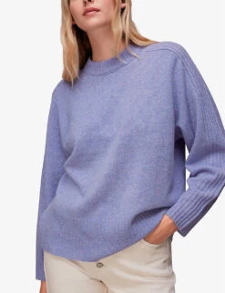 Whistles Ribbed-panel Relaxed-fit Wool Jumper -Sweaty Bety Clothing Shop R04074620 LILAC ALT02