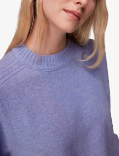 Whistles Ribbed-panel Relaxed-fit Wool Jumper -Sweaty Bety Clothing Shop R04074620 LILAC ALT04