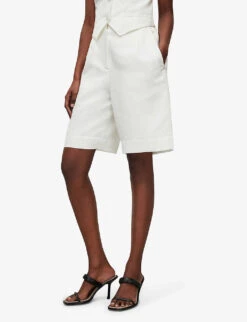 AllSaints Petra Tailored Front-pleat Linen-blend Shorts -Sweaty Bety Clothing Shop R04074913 OFFWHITE ALT02