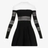ALAIA Cut-out Flared-hem Stretch-woven Mini Dress -Sweaty Bety Clothing Shop R04076420 NOIRBLANC M