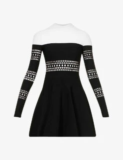 ALAIA Cut-out Flared-hem Stretch-woven Mini Dress