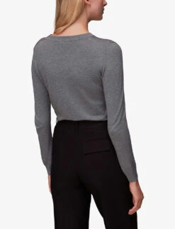 Whistles Annie Glitter-embellished Knitted Jumper -Sweaty Bety Clothing Shop R04078977 GREY ALT02