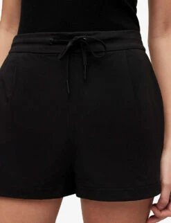 AllSaints Aleida Drawstring Stretch-woven Shorts -Sweaty Bety Clothing Shop R04080466 BLACK ALT04