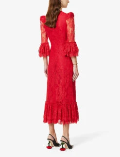 The Strawberry Moon Floral-embroidered Lace Maxi Dress 10 The Strawberry Moon Floral-embroidered Lace Maxi Dress -Sweaty Bety Clothing Shop R04080594 RED ALT03
