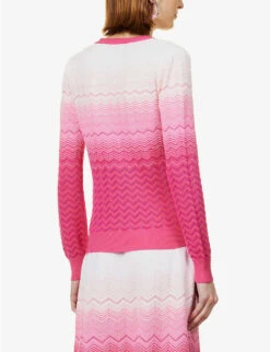 Missoni Zigzag-pattern Cotton-blend Knitted Cardigan -Sweaty Bety Clothing Shop R04080670 PINK ALT03