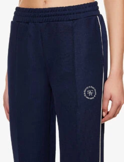 Logo-print Straight-leg Mid-rise Woven Trousers -Sweaty Bety Clothing Shop R04081072 NAVYWHITE ALT04