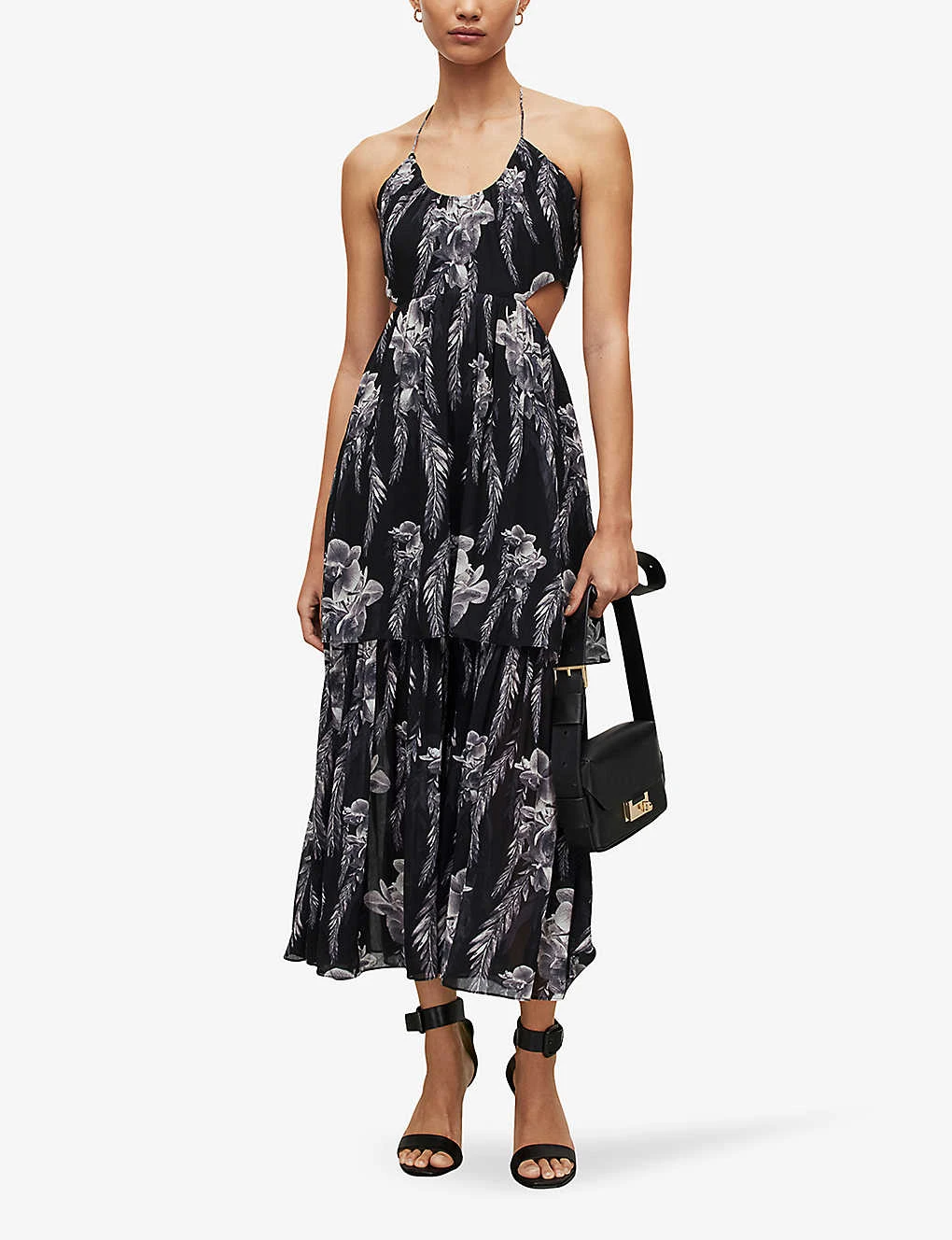 AllSaints Tatum Mia Floral-print Cut-out Crepe Midi Dress 4 AllSaints Tatum Mia Floral-print Cut-out Crepe Midi Dress - Image 2