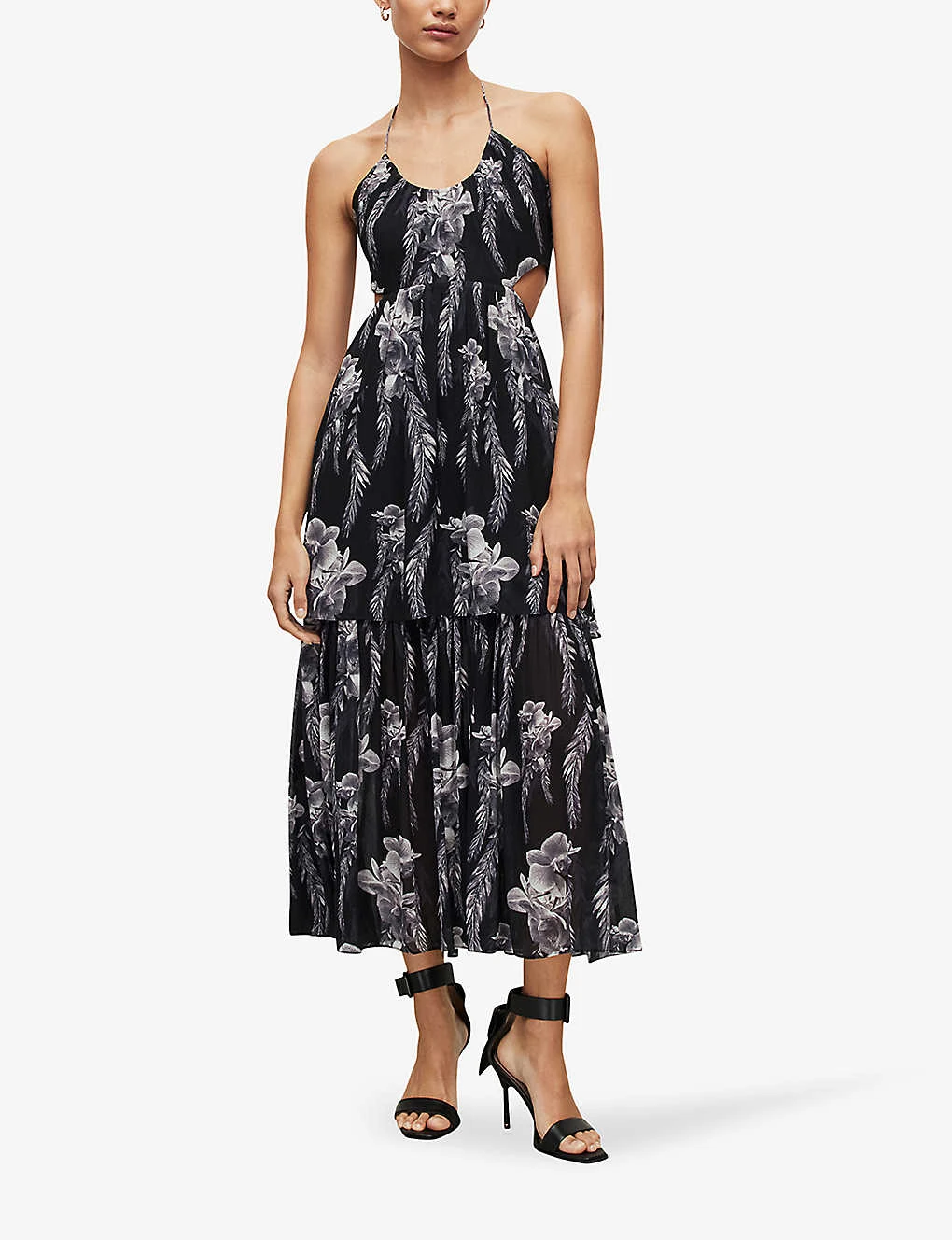 AllSaints Tatum Mia Floral-print Cut-out Crepe Midi Dress 5 AllSaints Tatum Mia Floral-print Cut-out Crepe Midi Dress - Image 3