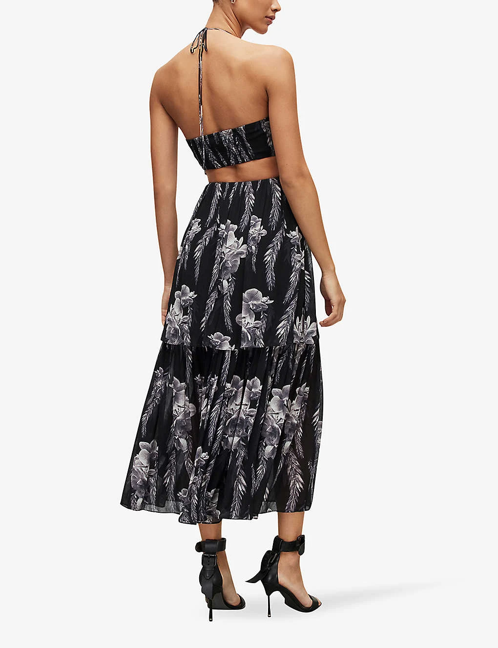 AllSaints Tatum Mia Floral-print Cut-out Crepe Midi Dress 6 AllSaints Tatum Mia Floral-print Cut-out Crepe Midi Dress - Image 4