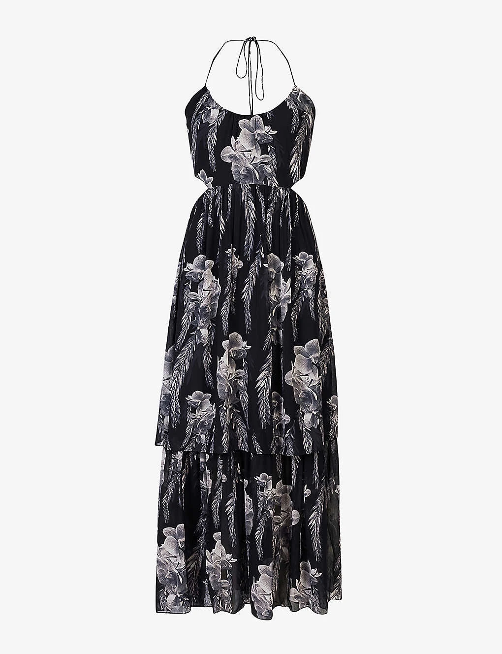 AllSaints Tatum Mia Floral-print Cut-out Crepe Midi Dress 3 AllSaints Tatum Mia Floral-print Cut-out Crepe Midi Dress