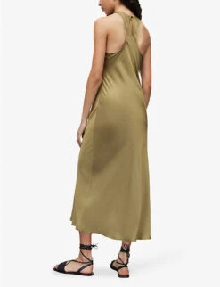 AllSaints Betina Racerback Satin Maxi Dress -Sweaty Bety Clothing Shop R04082737 PALEOLIVEGRE ALT03