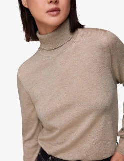 Whistles Sparkle Roll-neck Wool-blend Jumper 11 Whistles Sparkle Roll-neck Wool-blend Jumper -Sweaty Bety Clothing Shop R04083835 OATMEAL ALT04
