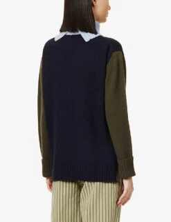ME AND EM Colourblock Turtleneck Wool And Cashmere-blend Jumper -Sweaty Bety Clothing Shop R04084489 NAVYKHAKILIGHTBLU ALT03
