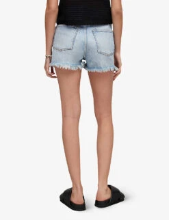 AllSaints Libby High-rise Stretch-denim Shorts -Sweaty Bety Clothing Shop R04087414 INDIGOBLUE ALT03