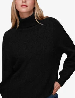 Whistles Oversized Roll-neck Rib-knit Jumper -Sweaty Bety Clothing Shop R04090707 BLACK ALT02