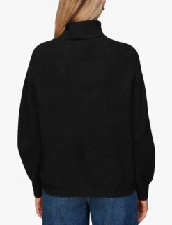 Whistles Oversized Roll-neck Rib-knit Jumper -Sweaty Bety Clothing Shop R04090707 BLACK ALT03