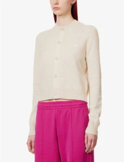 Acne Studios Keva Logo-patch Wool Cardigan -Sweaty Bety Clothing Shop R04090756 OATMEALMELANGE ALT02