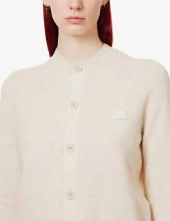 Acne Studios Keva Logo-patch Wool Cardigan -Sweaty Bety Clothing Shop R04090756 OATMEALMELANGE ALT04