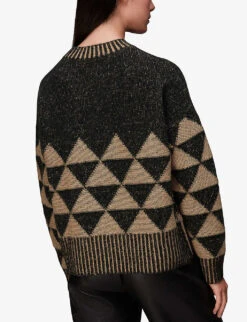 Whistles Geometric-intarsia Wool And Recycled Nylon-blend Jumper -Sweaty Bety Clothing Shop R04092069 BLACK ALT03