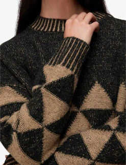 Whistles Geometric-intarsia Wool And Recycled Nylon-blend Jumper -Sweaty Bety Clothing Shop R04092069 BLACK ALT04